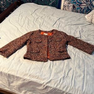Ann Taylor Loft Tweed Gold Brown Orange Blazer
